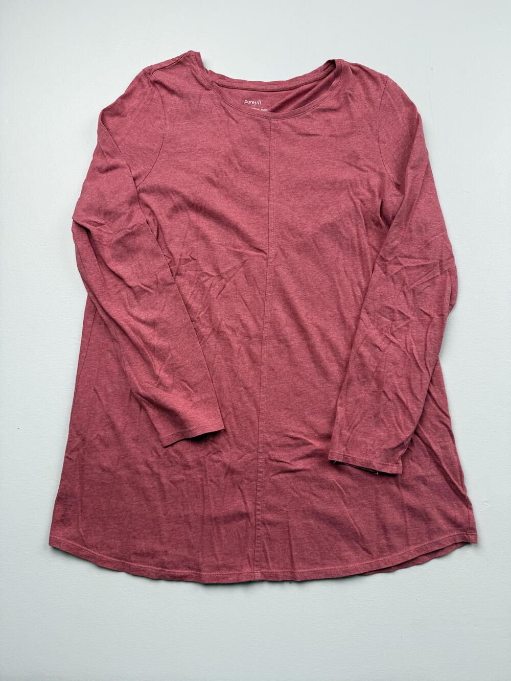 Pure Jill Shirt Womens M Pink Round Neck Long Sleeve Tunic Top Shirttail Jersey